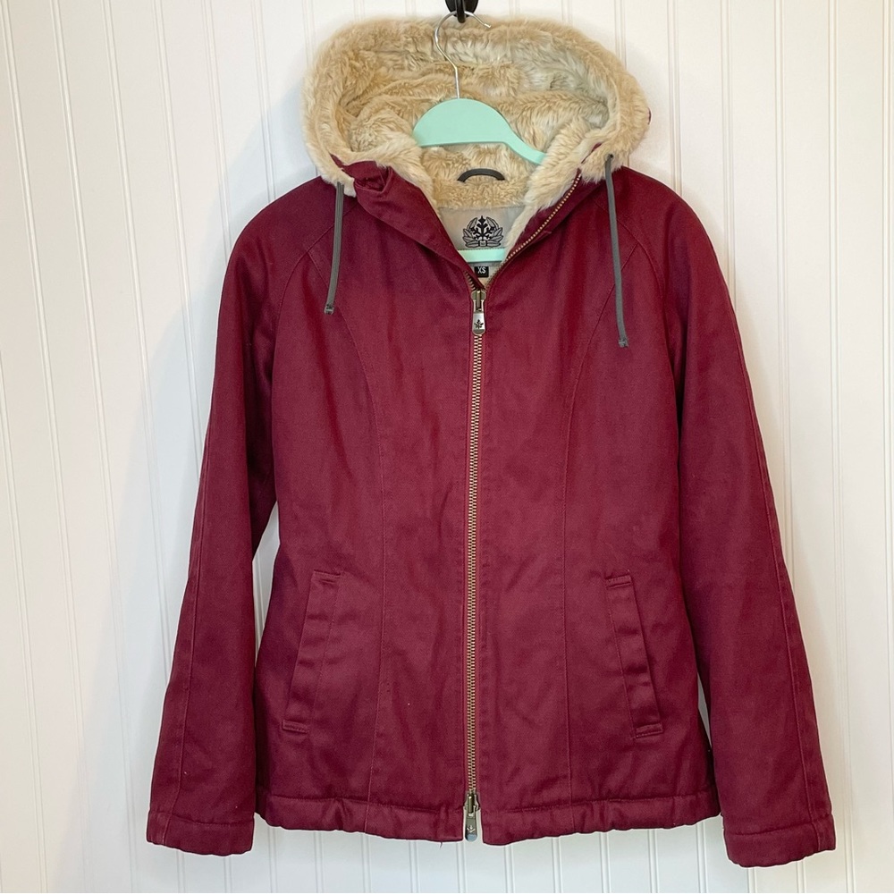 Hoodlamb Ladies Coat Jacket Burgundy Size XS Vegan Sustainable Hemp
